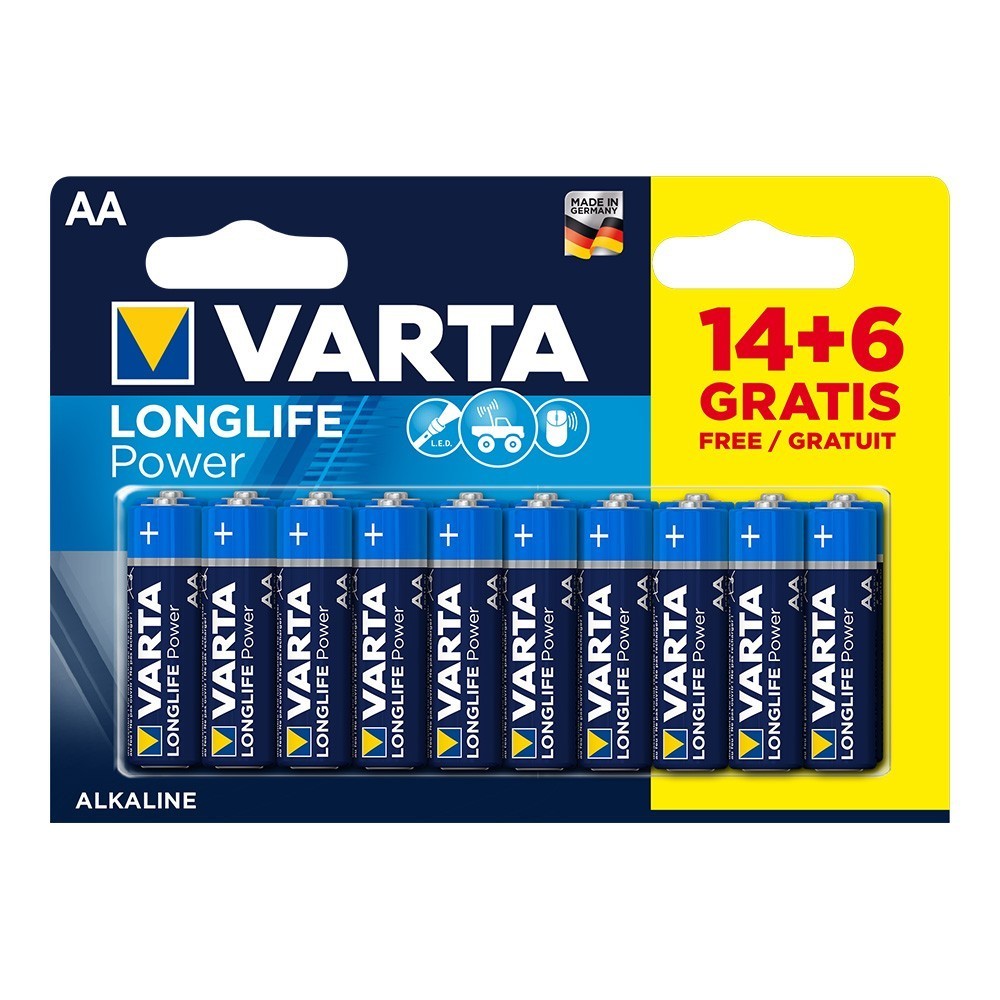 Pilha Alcalina LongLife Power AA 14+6 Unidades VARTA