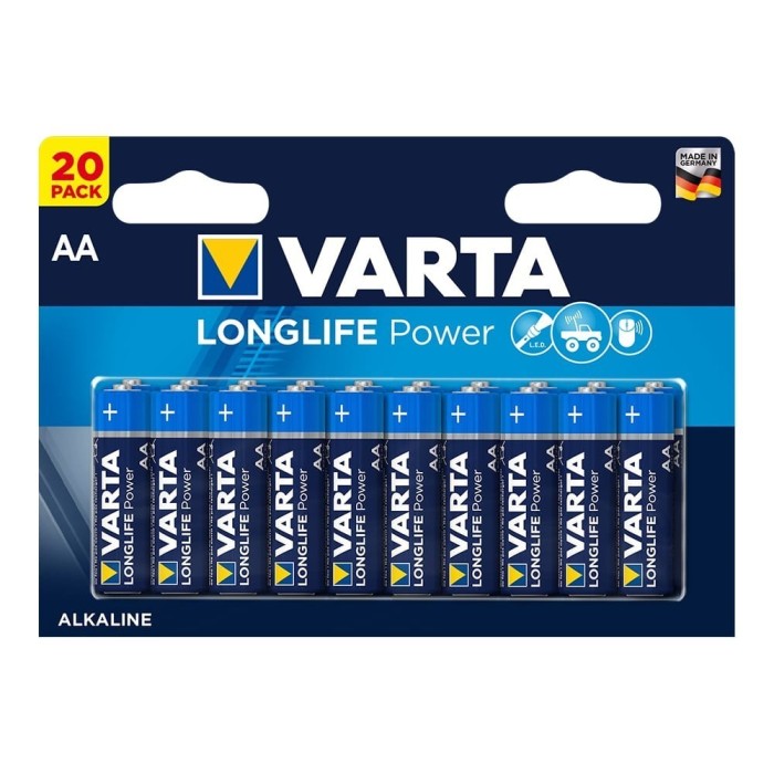 Pilha Alcalina LongLife Power AA 20 Unidades VARTA