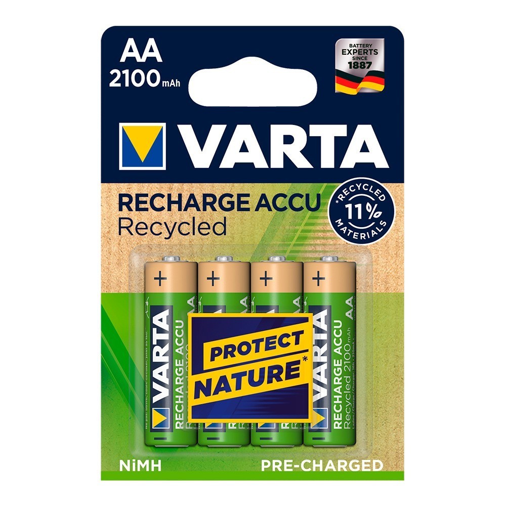 Pilha Recarregável Recycled AA 2100mAh 4 Unidades VARTA