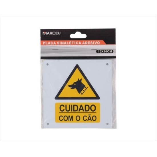 Placa Sinalética Adesiva "Cuidado com o Cão" MARCEU