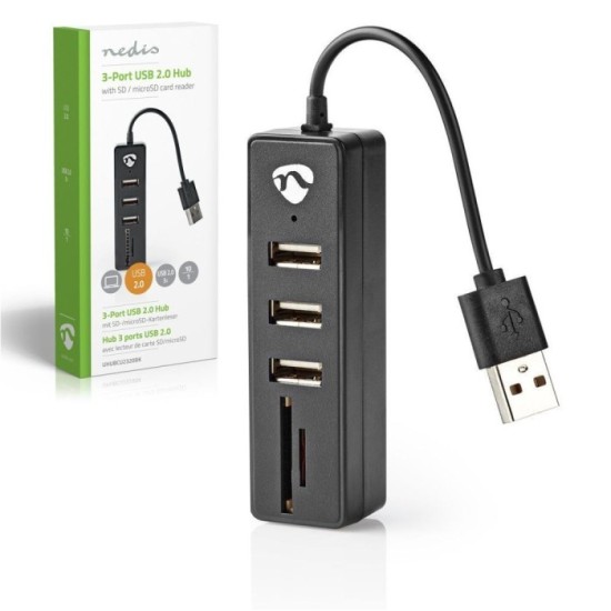 Hub USB 2.0 com Leitor de Cartões NEDIS