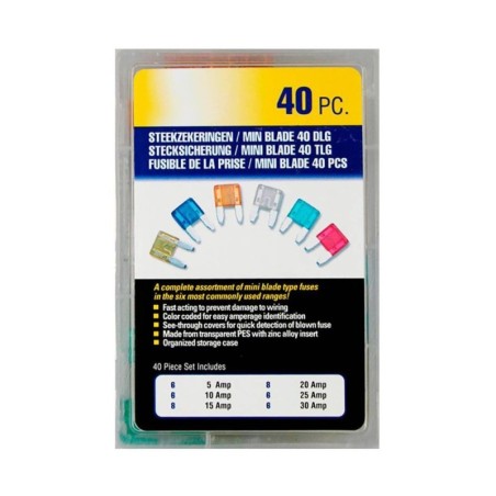 Conjunto de 40 Fusíveis Mini para Automóvel  5 - 30A