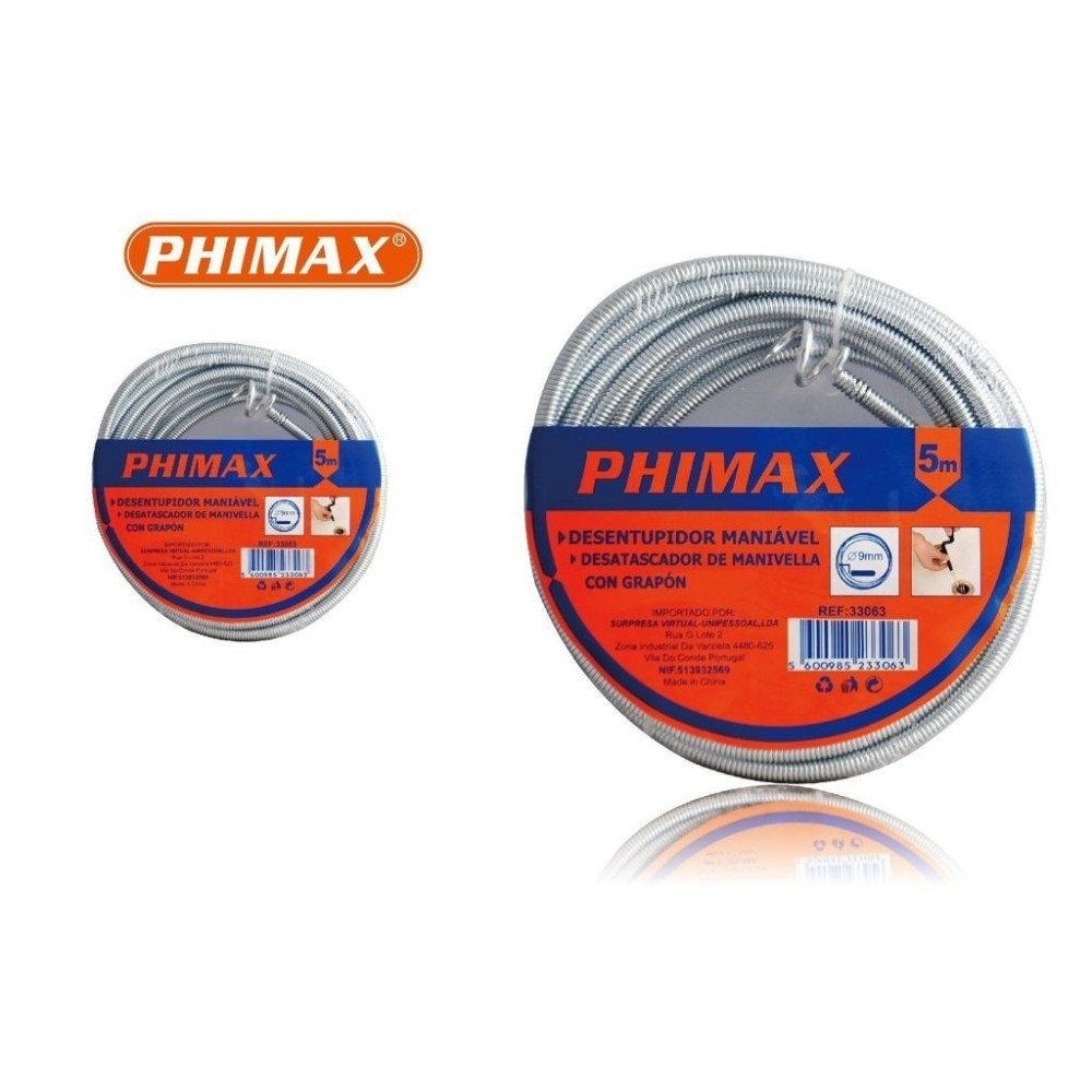 Desentupidor Flexível com Manivela Ø9MM 5M PHIMAX