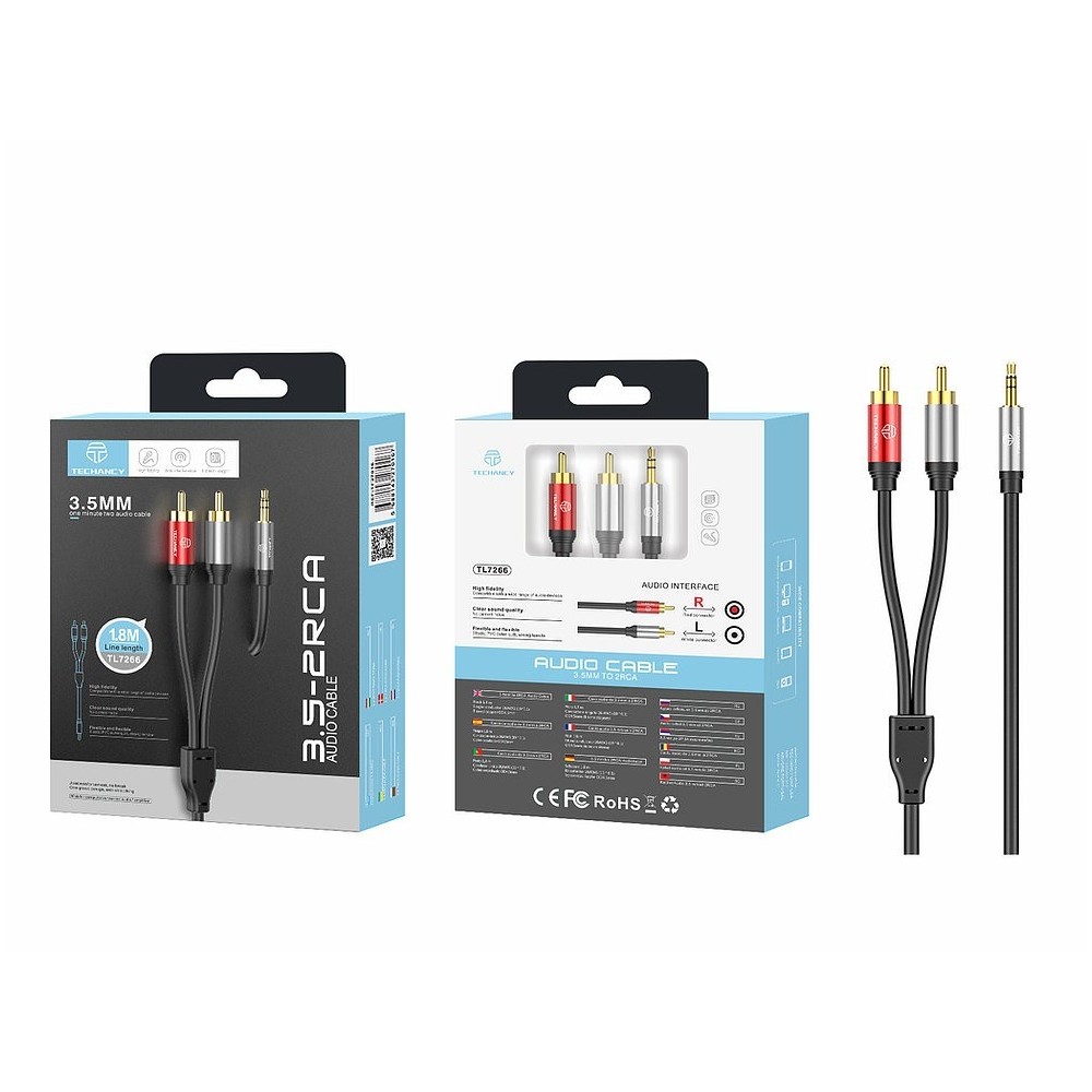 Cabo de Áudio Jack 3.5MM para 2RCA 1.8M TECHANCY