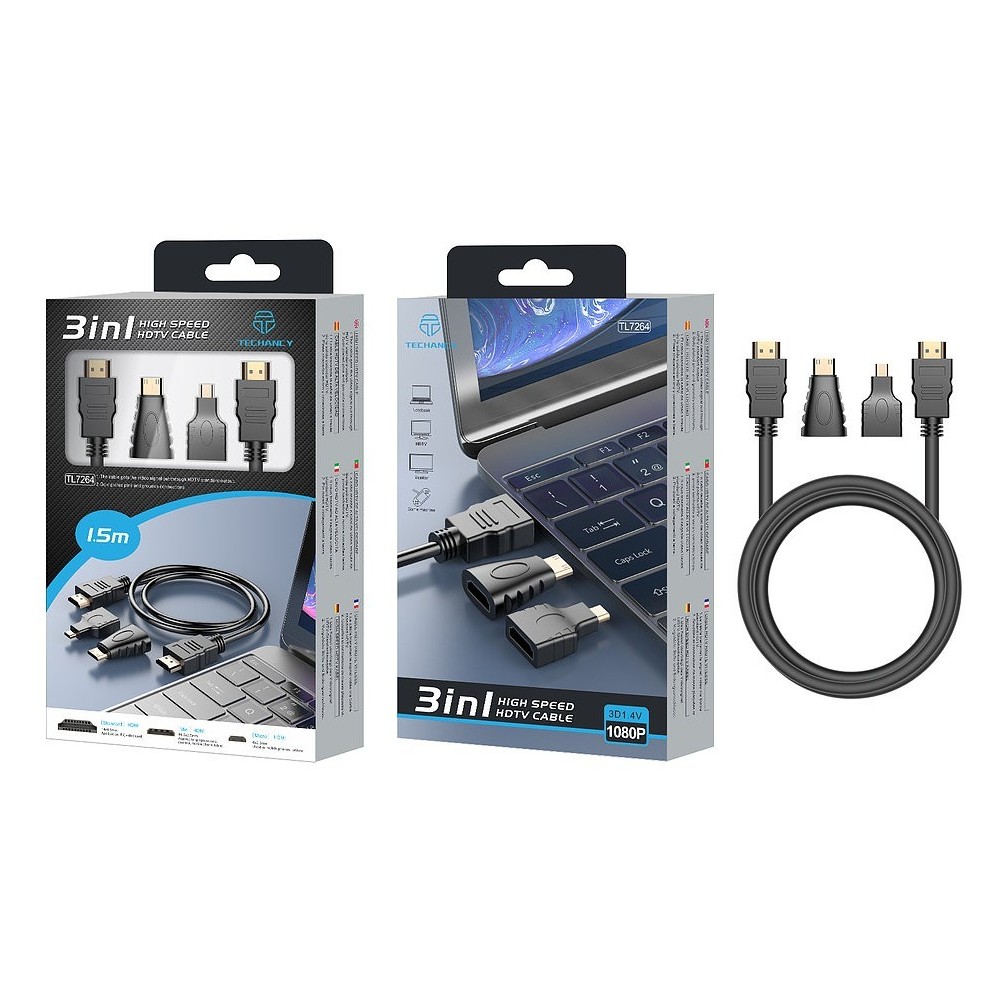 Cabo HDMI 3em1 1.5M TECHANCY