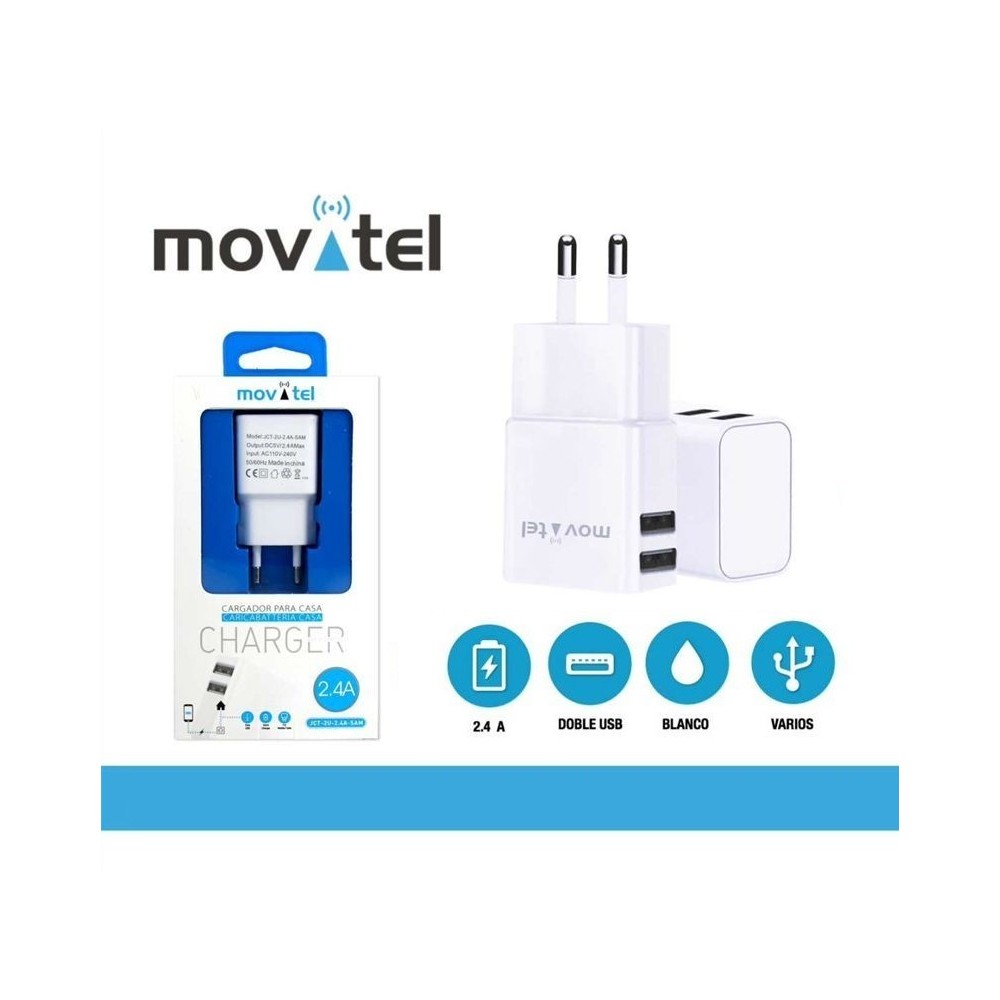Carregador USB Duplo JCT-2U-2.4A-SAM MOVITEL