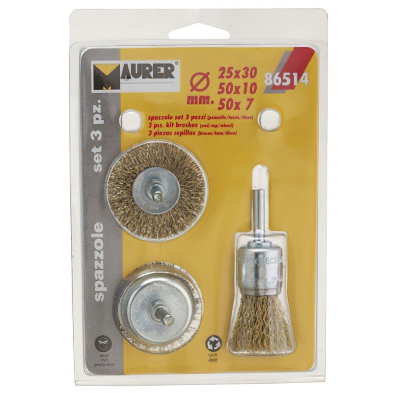 Conjunto de Escovas de Aço 3 Unidades MAURER