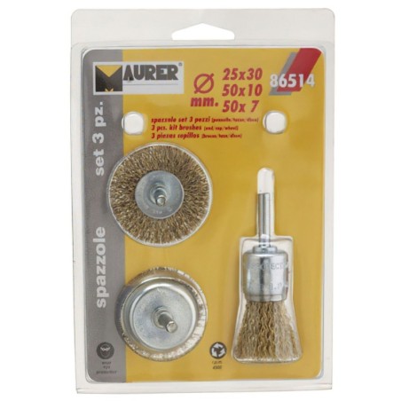 Conjunto de Escovas de Aço 3 Unidades MAURER