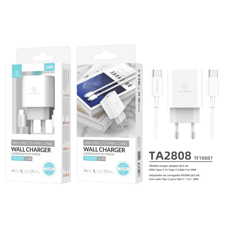 Carregador com Cabo Type-C Fast Charger 3.4A TECHANCY