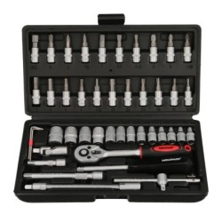 Conjunto de Bits e Adaptadores de 1/4" 46 Peças DIN 3122 WOLFPACK
