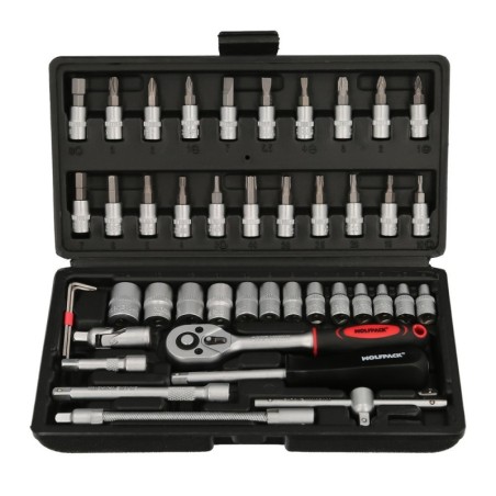 Conjunto de Bits e Adaptadores de 1/4" 46 Peças DIN 3122 WOLFPACK