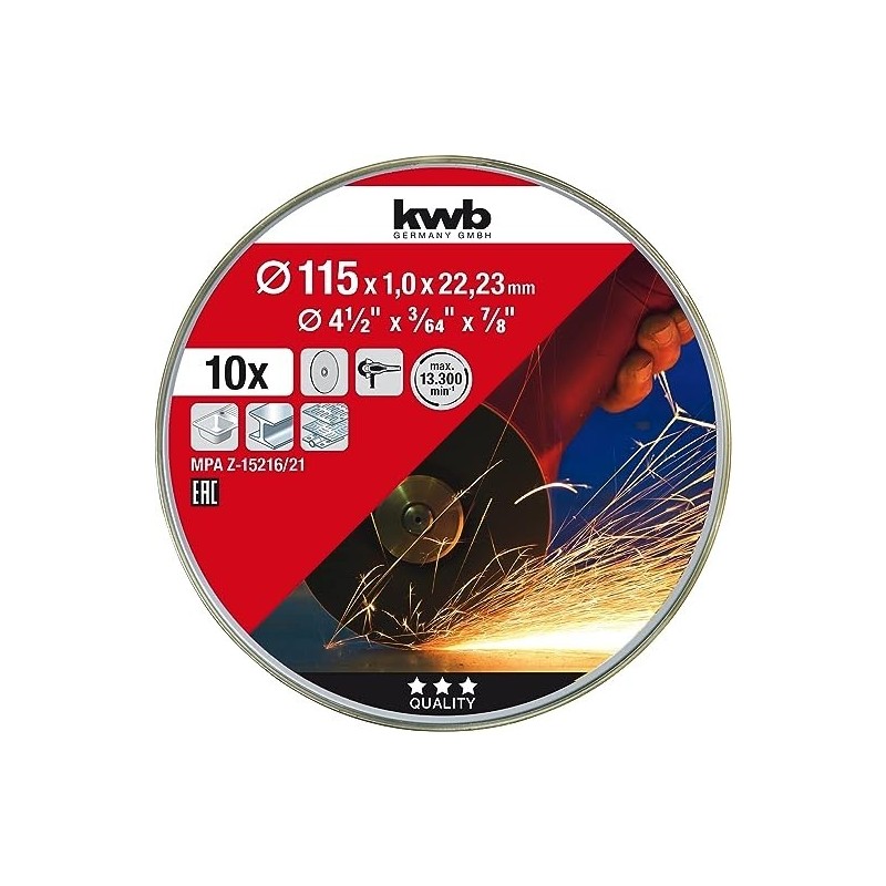 Caixa 10 Discos de Corte Fino Inox e Metal Classic KWB