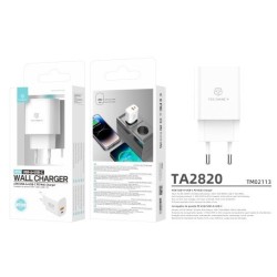 Carregador Duplo USB-A + USB-C 45W Branco TA2819 TECHANCY