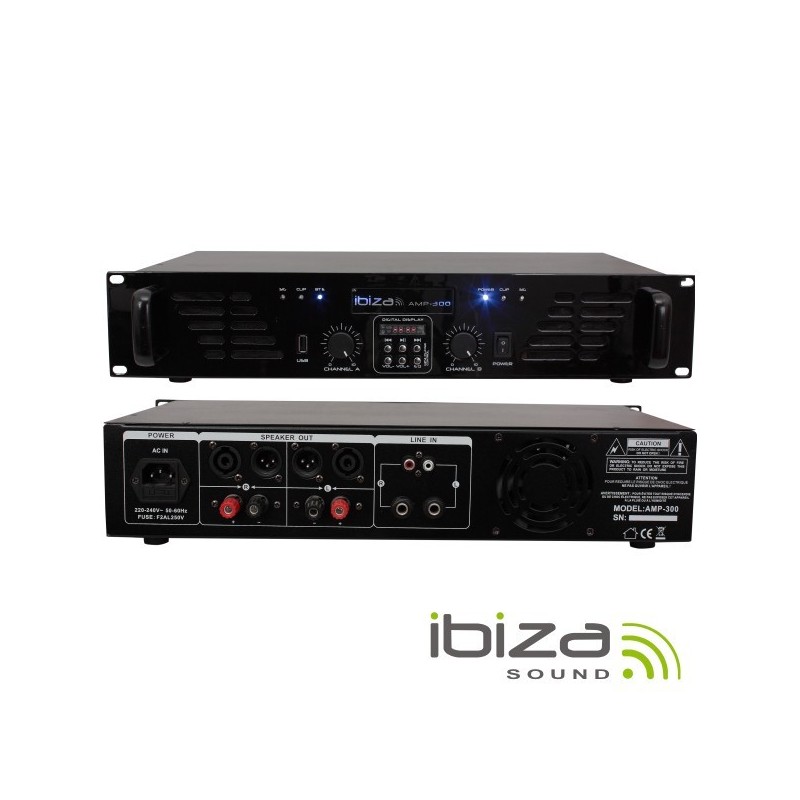 Amplificador Áudio 2X240W USB/BT IBIZA