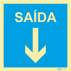 Placa Sinalética Saída Baixo PVC Fotoluminescente S3F