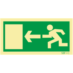Placa Sinalética Saída Porta Esquerda PVC Fotoluminescente S3F