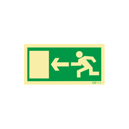 Placa Sinalética Saída Porta Esquerda PVC Fotoluminescente S3F