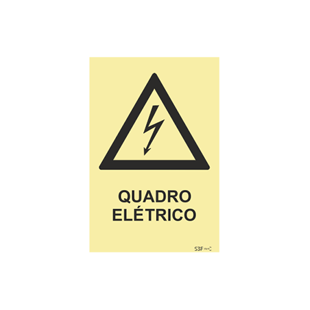 Placa Sinalética Quadro Elétrico PVC Fotoluminescente S3F