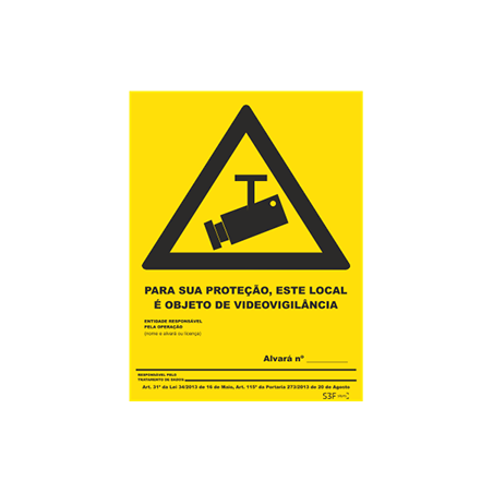 Placa Sinalética Local Vigiado PVC S3F