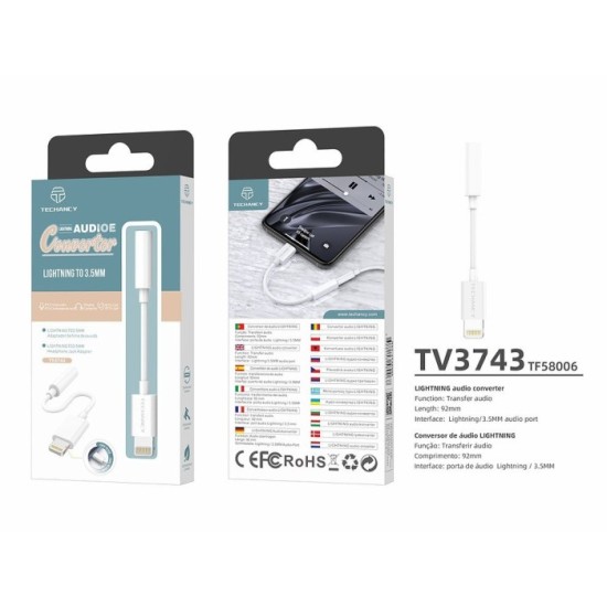Adaptador Lightning para Jack 3.5MM TV3743 TECHANCY