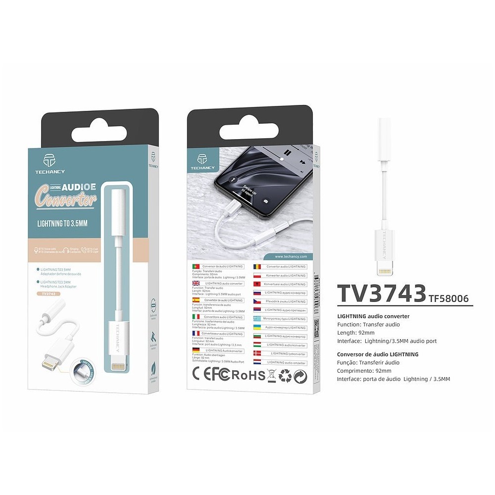 Adaptador Lightning para Jack 3.5MM TV3743 TECHANCY