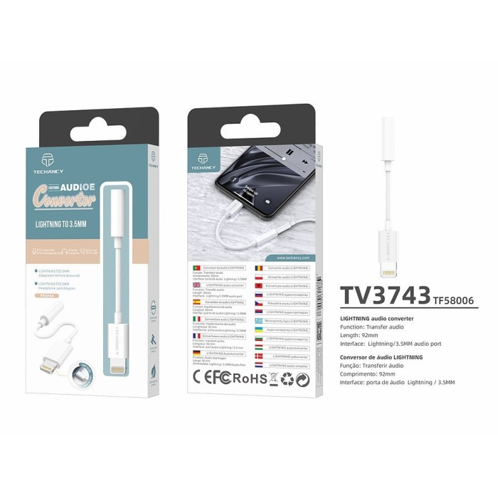 Adaptador Lightning para Jack 3.5MM TV3743 TECHANCY