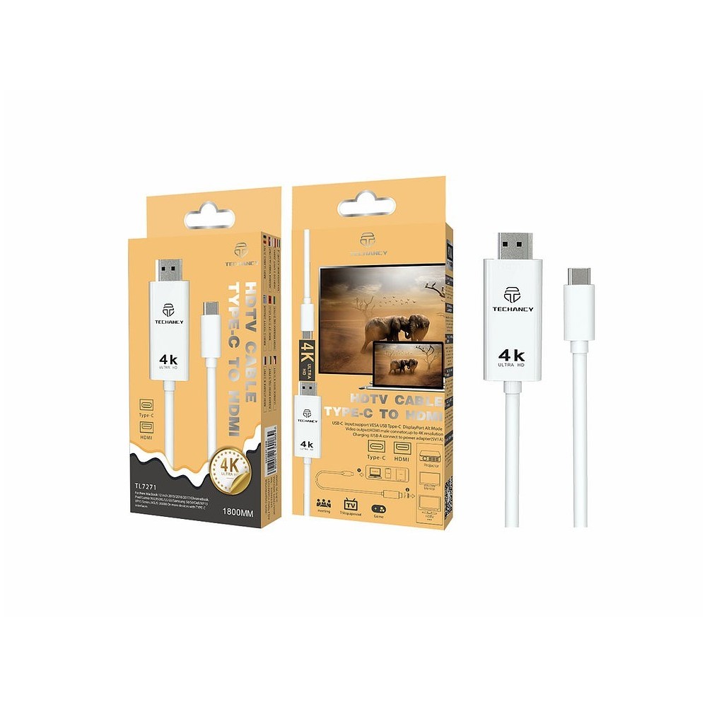 Cabo HDMI para Type-C e Lightning TF27022 TECHANCY