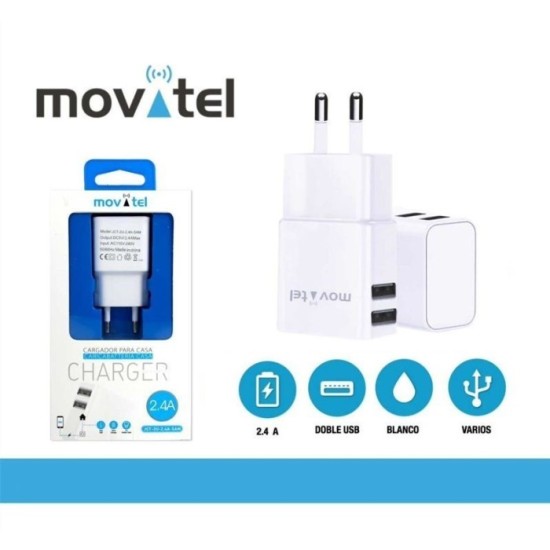 Carregador USB Duplo JCT-2U-2.4A-SAM MOVITEL