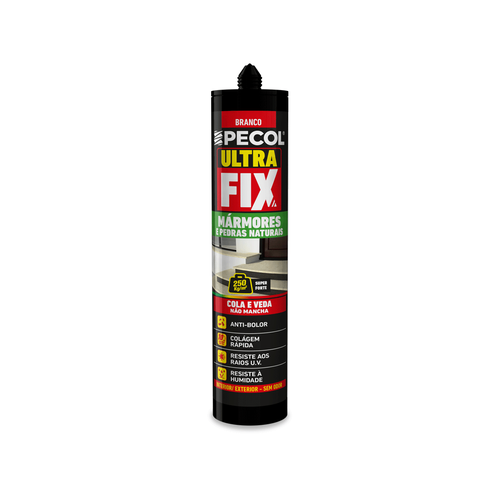 Cola e Veda Mármores e Pedras Naturais ULTRAFIX Branco 280ML PECOL