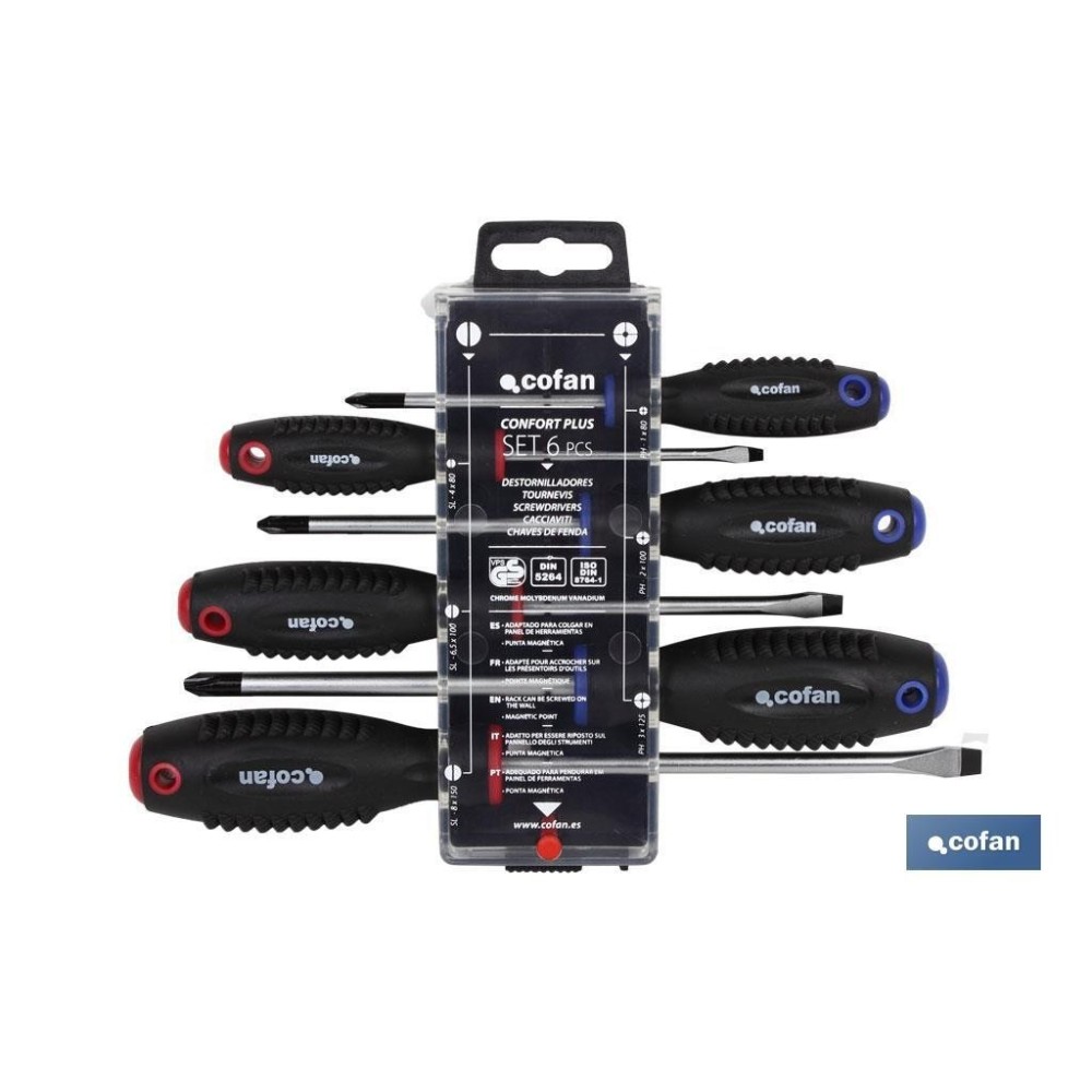 Conjunto de 6 Chaves de Fendas Comfort Plus COFAN