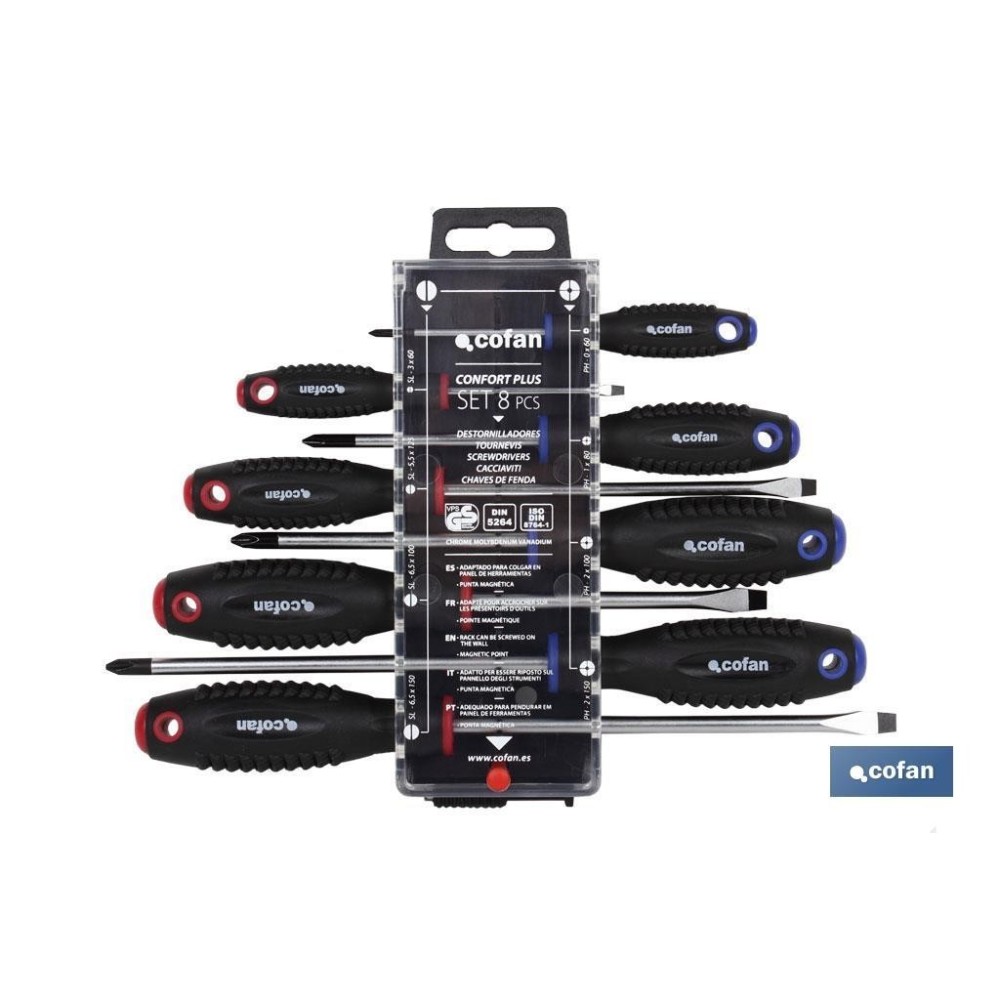 Conjunto de 8 Chaves de Fendas Comfort Plus COFAN