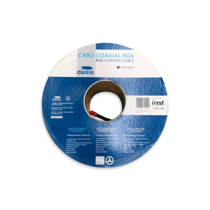 Cabo Coaxial RG6 Branco ITED 100M DAXIS
