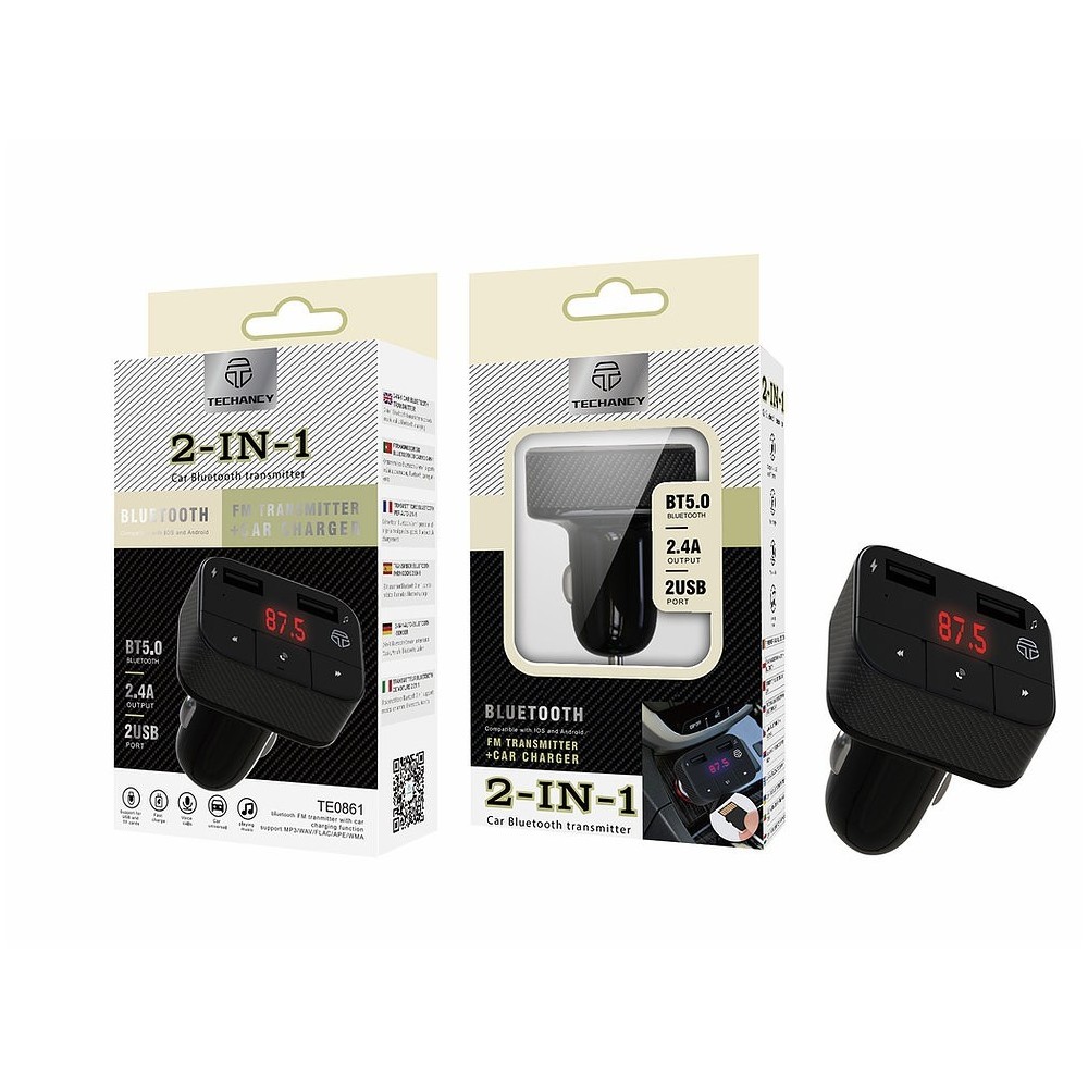Transmissor FM para Carro 2USB TE0861 TECHANCY